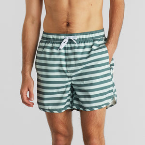 Open image in slideshow, Green stripe swim shorts
